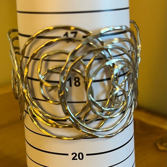 Silver tone hammered swirl statement cuff with open back 7” - Picture 8 of 8